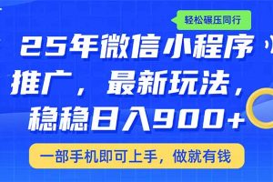 25年最新小程序推广教学，稳定日入900+，轻松碾压同行