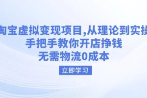 淘宝虚拟变现项目，从理论到实操，手把手教你开店挣钱，无需物流0成本