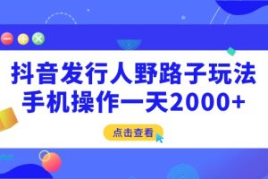 抖音发行人野路子玩法，手机操作一天2000+