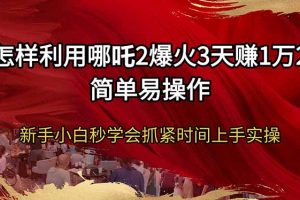 怎样利用哪吒2爆火3天赚1万2简单易操作新手小白秒学会抓紧时间上手实操