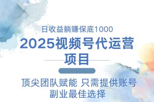 2025视频号代运营 日躺赚1000＋ 只需提供账号