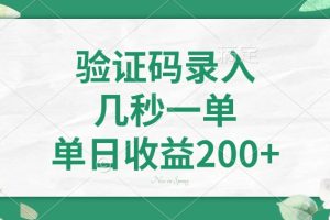 验证码录入，几秒一单，单日收益200+