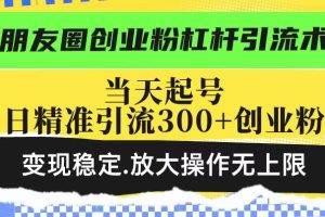 朋友圈创业粉杠杆引流术，投产高轻松日引300+创业粉，变现稳定.放大操…