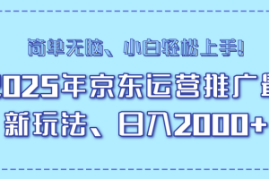 25年京东运营推广最新玩法，日入2000+，小白轻松上手！