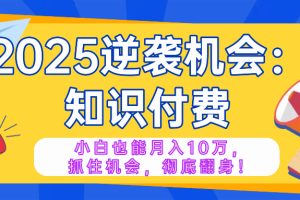 2025逆袭项目——知识付费，小白也能月入10万年入百万，抓住机会彻底翻…