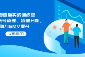 抖音直播实战训练营：涵盖账号管理、流量分析, 助力GMV提升