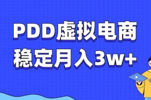PDD虚拟电商教程,稳定月入3w+,最适合普通人的电商项目