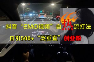 抖音EMO视频自热打法,日引500+“泛垂直”创业粉