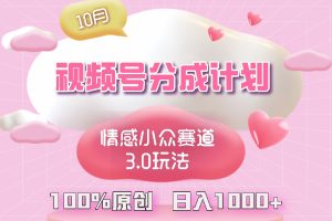 视频号情感小众赛道3.0.纯原创视频,每天1小时,小白易上手