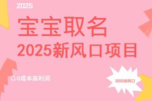 2025新风口项目宝宝取名，0成本高利润，附保姆级教程，月入过万不是梦