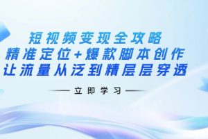 短视频变现全攻略：精准定位+爆款脚本创作，让流量从泛到精层层穿透