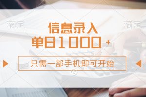 信息录入，几秒钟一单，只需一部手机即可开始，0成本，每天1000+
