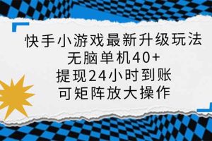 快手小游戏最新版升级玩法，新风口，无脑单机日入40+，可批量放大，小…