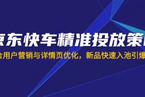 京东快车精准投放策略，结合用户营销与详情页优化，新品快速入池引爆流量