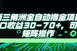 最新三角洲全自动撸金项目，单窗口收益30-70+，可批量矩阵操作
