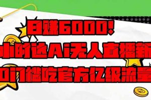日赚6000+！抖音小时达Ai无人直播躺赚新风口，0门槛吃官方亿级流量！