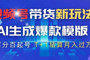 视频号带货新玩法，AI生成，百分百原创爆款模版 百分百起号，高佣商品T…