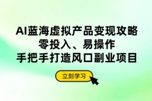 AI蓝海虚拟产品变现攻略，零投入、易操作，手把手打造风口副业项目