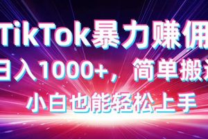 TikTok搬运暴力赚佣，日入1000+，简单搬运，小白也能轻松上手