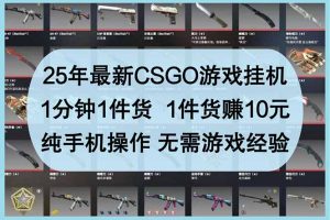 25年最新CSGO游戏挂机，1分钟1件货，1件货赚10元 纯手机操作 无需游戏经验