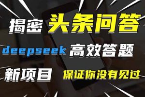 头条问答，刚出的新玩法！保证你没见过！用DeepSeek去高效答题，一个账…