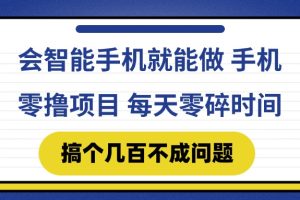 会智能手机就能做 手机零撸项目，有快手就可以做，每天零碎时间搞个几…