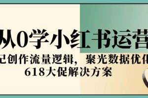 从0学小红书运营,笔记创作流量逻辑,聚光数据优化,618大促解决方案