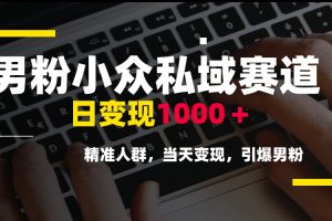 男粉小众私域赛道,日变现1000+,精准人群,当天变现,引爆男粉