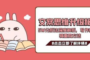 文案思维升级秘籍，5W分析法深度解析，写作底层逻辑重构方法