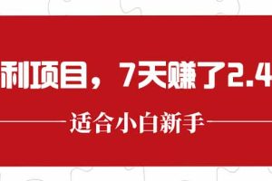 最新暴利项目，每单收益轻松在300以上，7天赚了2.4万