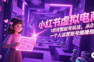 小红书虚拟电商,从0-1的完整起号玩法,一个人运营账号爆赚指南