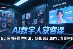 AI数字人获客课，6步突围+霸屏打法，短视频5.0时代流量密码