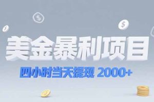 美金暴利项目，四小时当天提现 2000+机会留给会选赛道的人