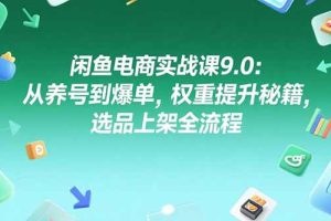 闲鱼电商实战课9.0：从养号到爆单，权重提升秘籍，选品上架全流程