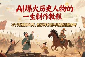 AI历史人物赛道课程，2个月涨粉56万，含伙伴计划与收徒运营策略