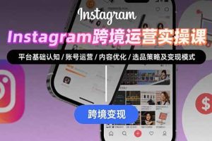 Instagram跨境运营实战：平台认知/账号运营/内容优化/选品策略及变现模式