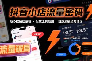 抖音小店流量密码，随心推底层逻辑，投放工具应用，自然流撬动核心方法论