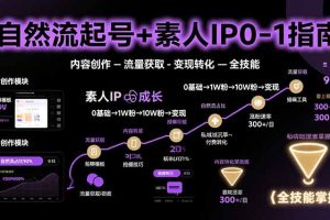 自然流起号+素人IP0-1指南，快速掌握内容创作-流量获取-变现转化-全技能