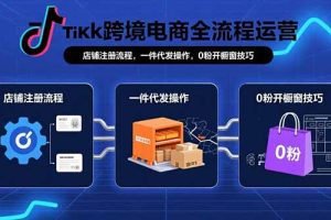 TikTok跨境电商全流程运营：店铺注册流程，一件代发操作，0粉开橱窗技巧