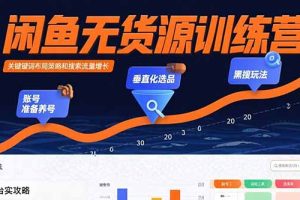 闲鱼无货源训练营：账号准备养号/垂直化选品/黑搜玩法，0基础30天盈利指南