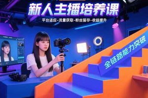 新人主播培养课：平台适应-流量获取-粉丝留存-收益提升 全链路能力突破