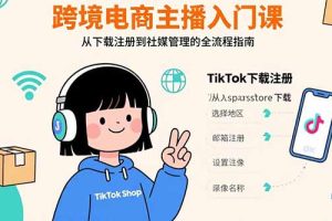 跨境电商主播入门课，TikTok下载注册，支付工具配置，社媒账号管理全流程