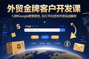 外贸金牌客户开发课，12种Google搜索密技，B2C平台逆向开发实战解析