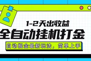 最新全自动打金玩法单日收益1000-2000