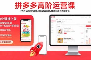 拼多多高阶运营课：7天开店流程/链接上架/选品策略/爆款打造与持续增长