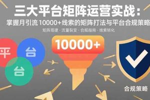 三大平台矩阵运营实战:掌握月引流10000+线索的矩阵打法与平台合规策略