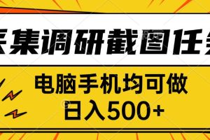 采集，调研，截图任务，电脑手机均可做，日入500+