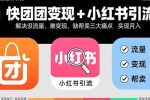 快团团变现+小红书引流:解决没流量、难变现、缺帮卖三大痛点 实现月入3w+