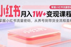 小红书月入1W+变现课程：掌握小红书流量密码，从养号到带货全流程盈利