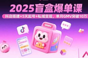 2025盲盒爆单课，抖店搭建+5天起号+私域变现，单月GMV突破10万